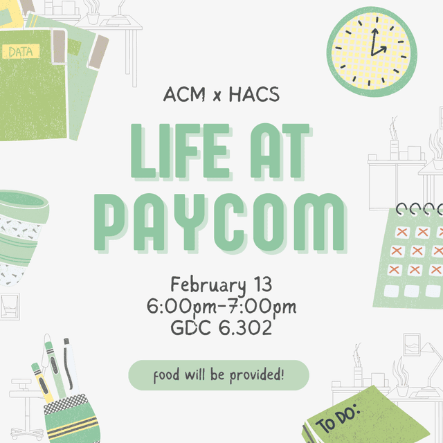 Paycom x ACM x HACS event flyer 